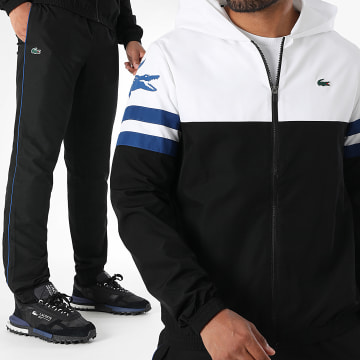 Lacoste - Tuta da ginnastica con logo coccodrillo bianco nero blu reale